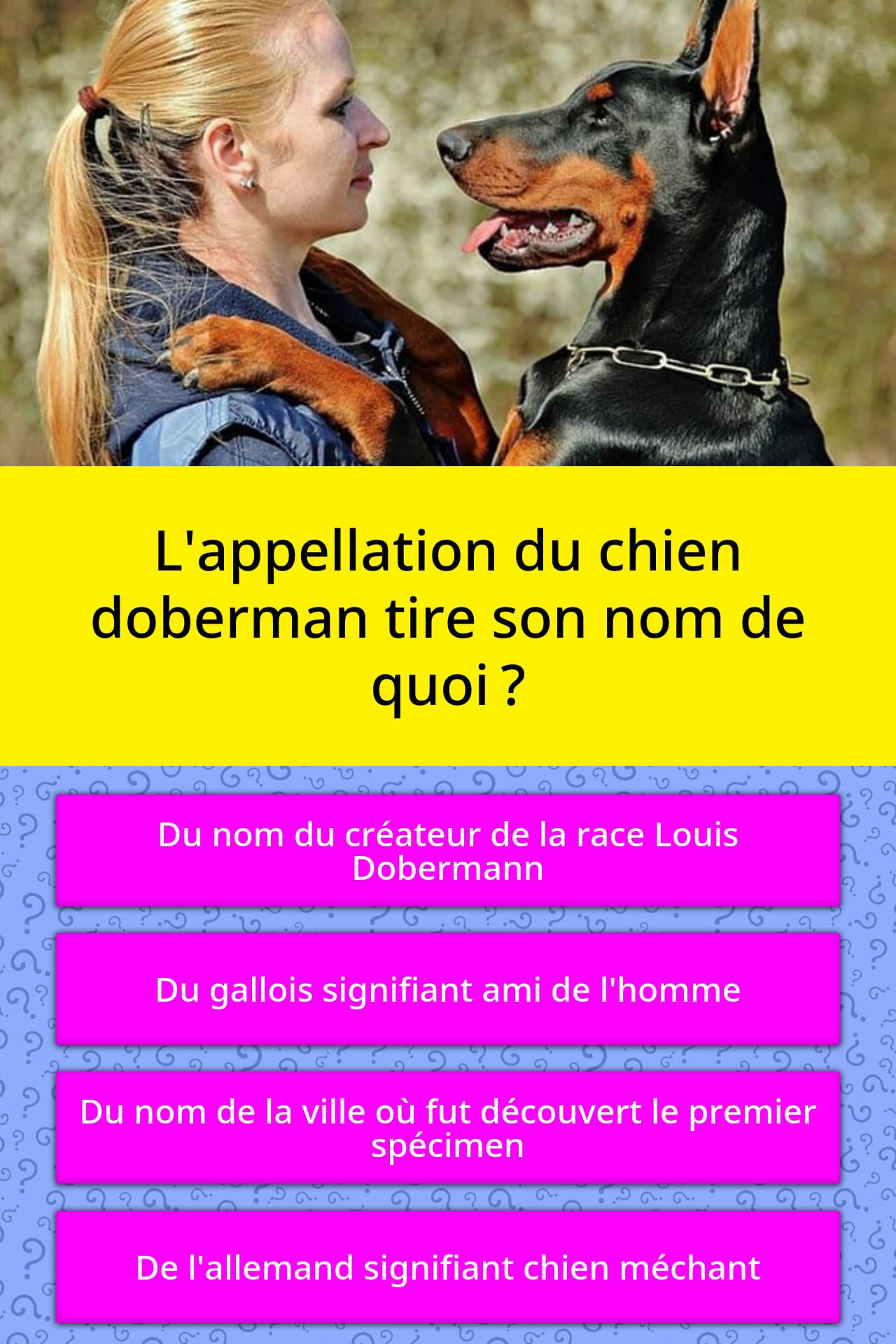 Lu0027appellation du chien doberman tire  Réponses au questionnaire 