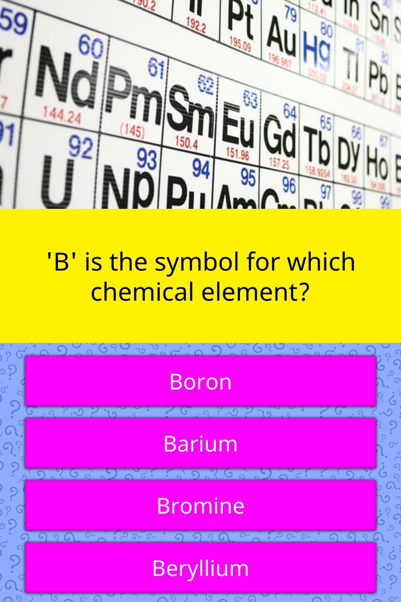 b-is-the-symbol-for-which-chemical-trivia-questions-quizzclub