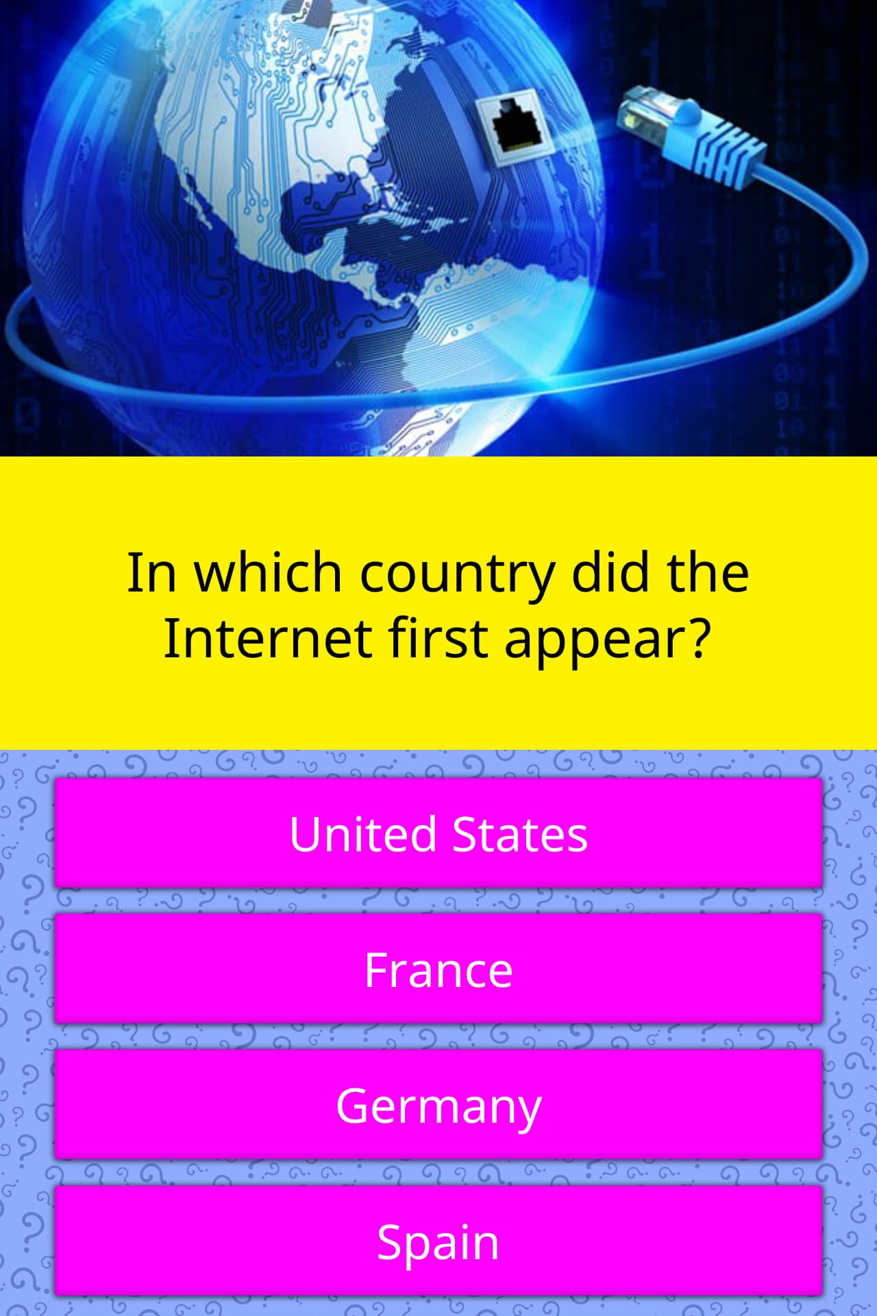 In Which Country Did The Internet Trivia Answers QuizzClub