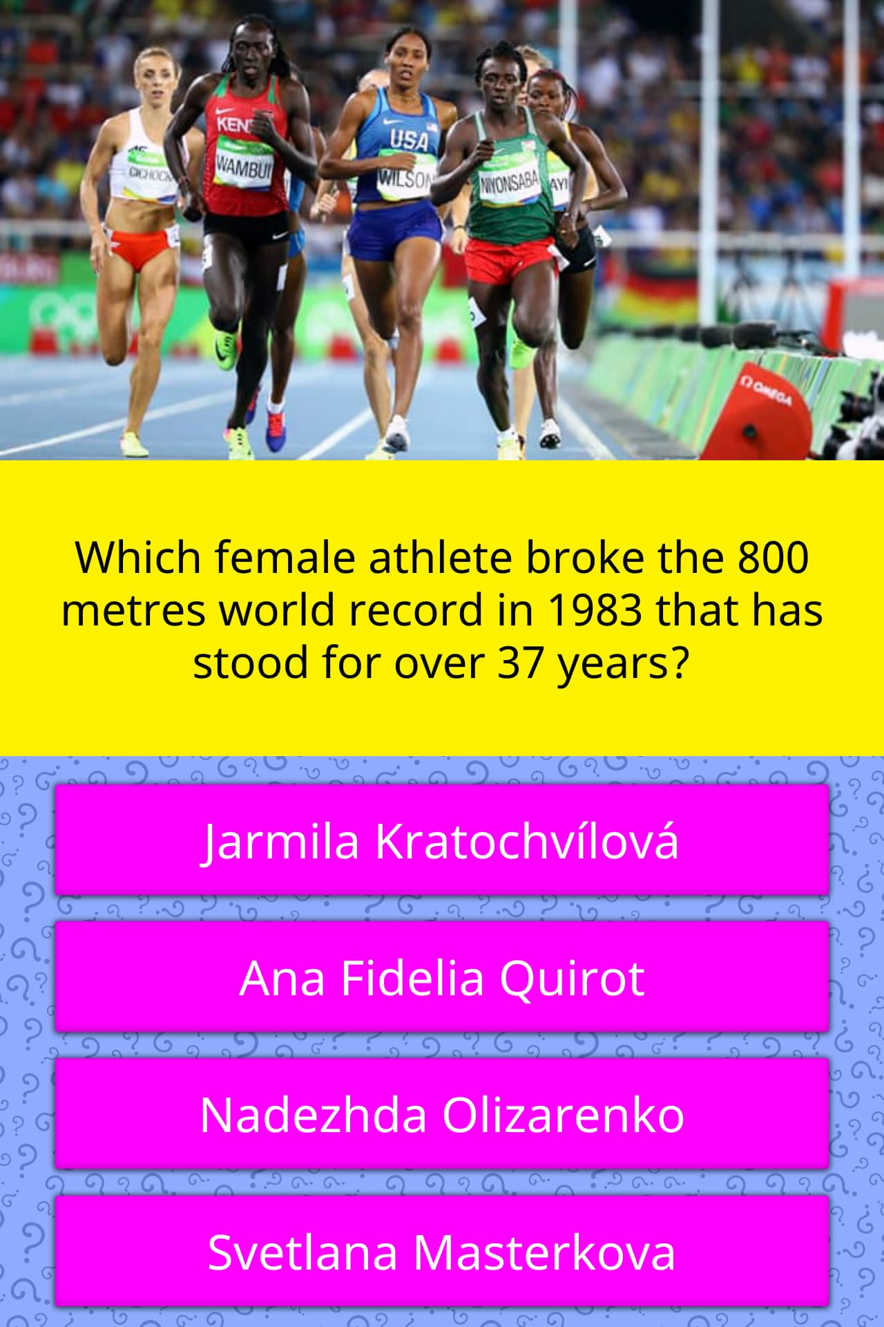 Which female athlete broke the 800... Trivia Questions