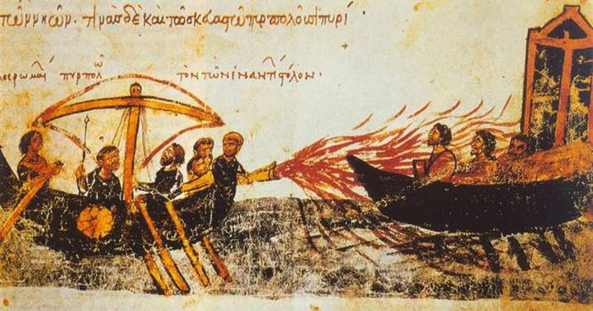 История Вопрос: В каком году был изобретен знаменитый "греческий огонь" -  горючая смесь, применявшаяся в военных целях во времена Средневековья?