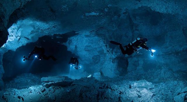Sport Trivia Question: What is the world's record depth for cave diving?
