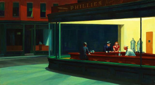 Culture Trivia Question: Who painted: 'Nighthawks' a 1942 picture where people are depicted in a diner?