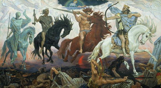 Culture Trivia Question: Of the Four Horsemen of the Apocalypse, what is the color of Famine's horse?