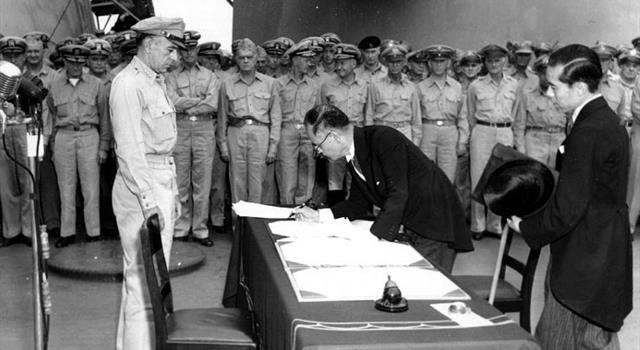 History Trivia Question: The Japanese surrender in WWII was signed aboard what naval vessel?