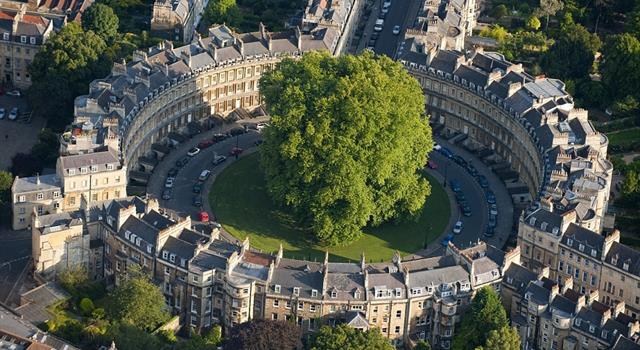 History Trivia Question: What's the name of the historic circle of townhouses in the city of Bath, completed in 1768, which are a preeminent example of Georgian architecture?