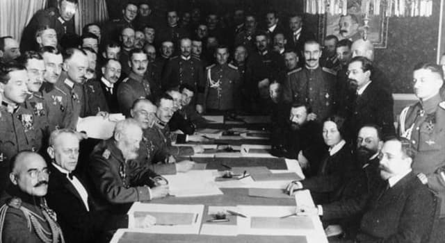 History Trivia Question: What was the name of the treaty signed by Germany, Austria and Russia that ended Russia's participation in World War I?
