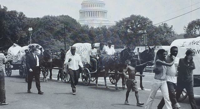 History Trivia Question: How many weeks did participants with the Poor People's March camp out and occupy the Washington Mall in Washington, D.C. in the summer of 1968?