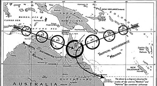 Geography Trivia Question: In which year did Cyclone Mahina strike the Eastern coast of Australia?