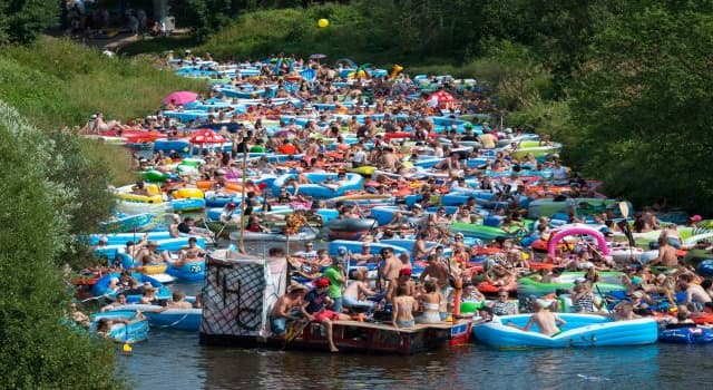 Culture Trivia Question: Where would someone be if taking part in this floating, beer drinking revelry shown in the picture?