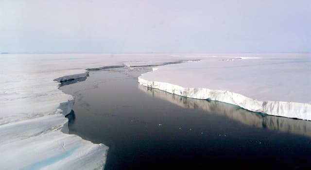 Geography Trivia Question: How many large segments does the Larsen Ice Shelf consist of?