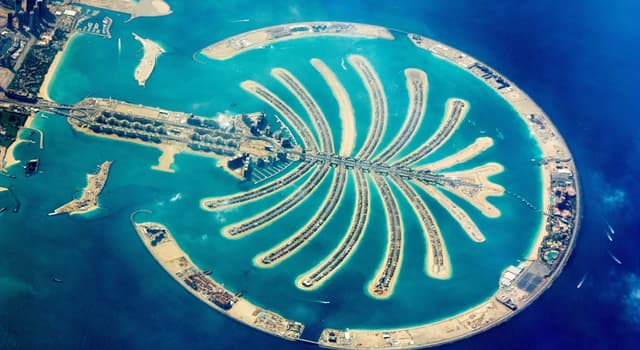 Geography Trivia Question: On the territory of which emirate are Palm Islands located?