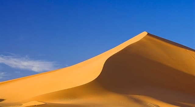 Maatschappij Trivia Vraag: Welke is een grote door wind geblazen massa zand en komt het vaakst in verlaten omgevingen voor?