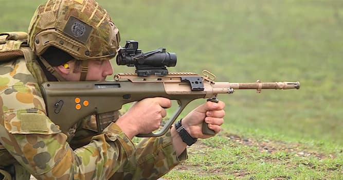 Geography Trivia Question: In which country was Steyr AUG (translated into Universal Army Rifle) originally designed?