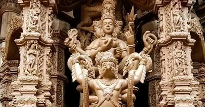 Culture Trivia Question: In which temple museum is this wood carving of Lord Vishnu located?