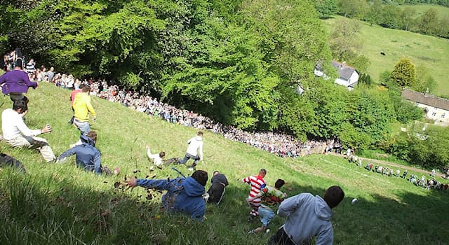 Society Trivia Question: Where does the cheese rolling festival take place?