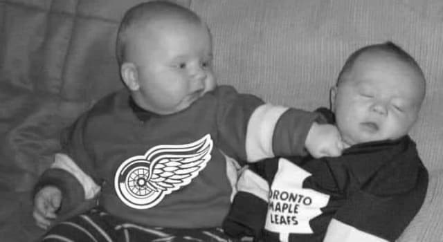 Sport Trivia Question: Which professional sports league is represented by the picture of the two babies from the U.S. and Canada?