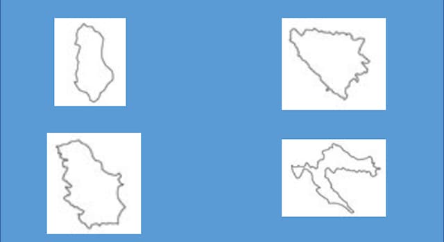 Geography Trivia Question: The picture shows outline maps of four Balkan countries: which one is Croatia?