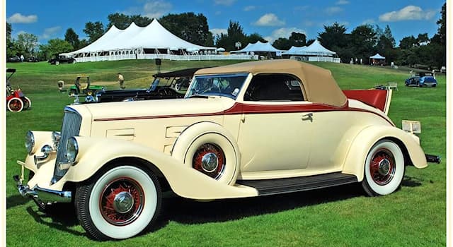 Culture Trivia Question: Which motor car company manufactured this 1934 convertible coupe car?