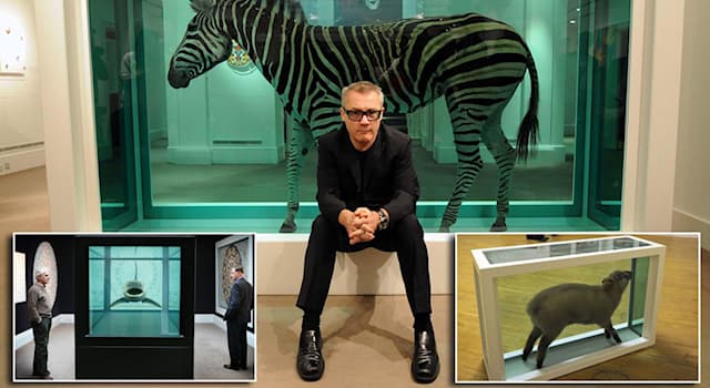 Culture Trivia Question: Which type of animal was used in Damien Hirst's 1993 work 'Mother and Child Divided'?