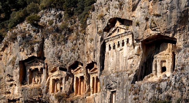 History Trivia Question: Who built the ancient rock tombs in Anatolia, Turkey?