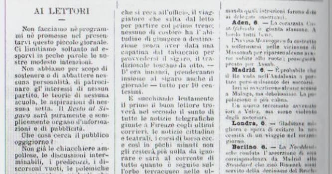 Cultura Domande: Quale nome di giornale fiorentino fu d'ispirazione ai fondatori del "Resto del Carlino"?