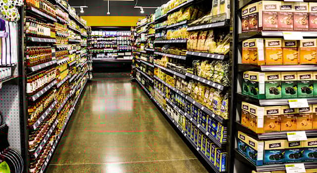 Culture Trivia Question: Which food company features the familiar keystone-shaped label on its products?