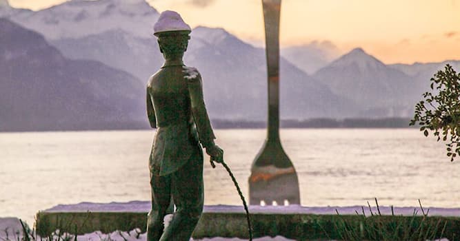 Aardrijkskunde Trivia Vraag: Waar staat dit beeld van Charlie Chaplin?