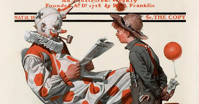 Cultuur Trivia Vraag: Welke Amerikaanse illustrator tekende deze cover van The Saturday Evening Post?