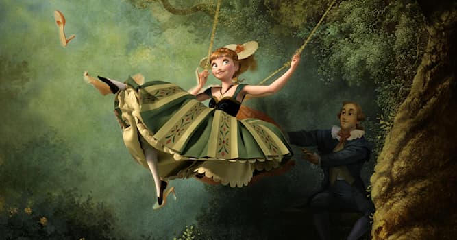 Cultuur Trivia Vraag: Naar wiens werk verwijst deze scène uit de Disney-animatiefilm Frozen (2013)?