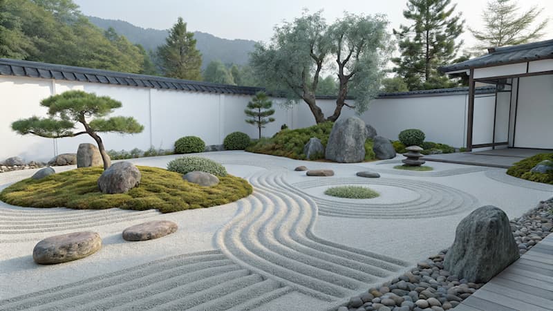 Cultuur Trivia Vraag: Welke Japanse tuinstijl staat bekend om zijn Zen-uitstraling en grindpatronen?
