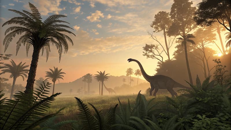 Geschiedenis Trivia Vraag: Welk dier staat bekend om zijn lange nek en wordt vaak geassocieerd met het Jura-tijdperk?