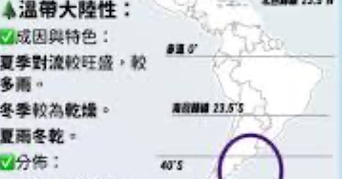 地理 小問題：南美洲為何沒有溫帶大陸性氣候？