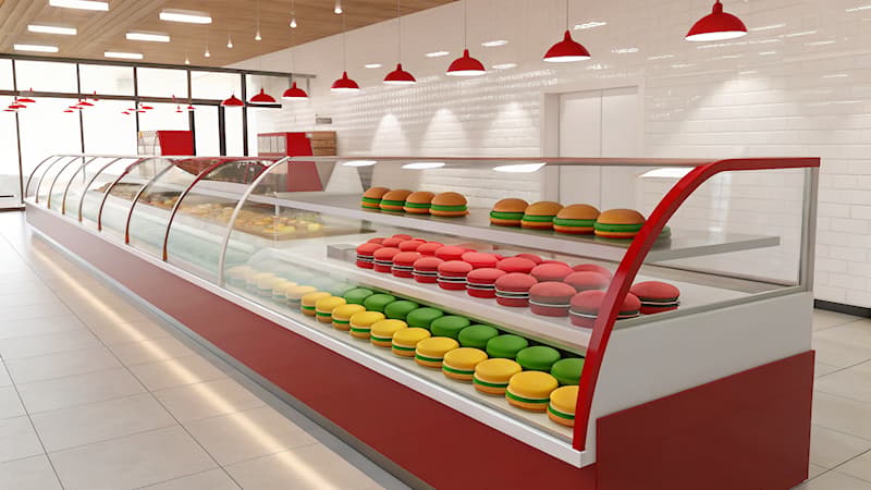 Kultur Triviafråga: Var ser du oftast en hamburgare uppställd på display?